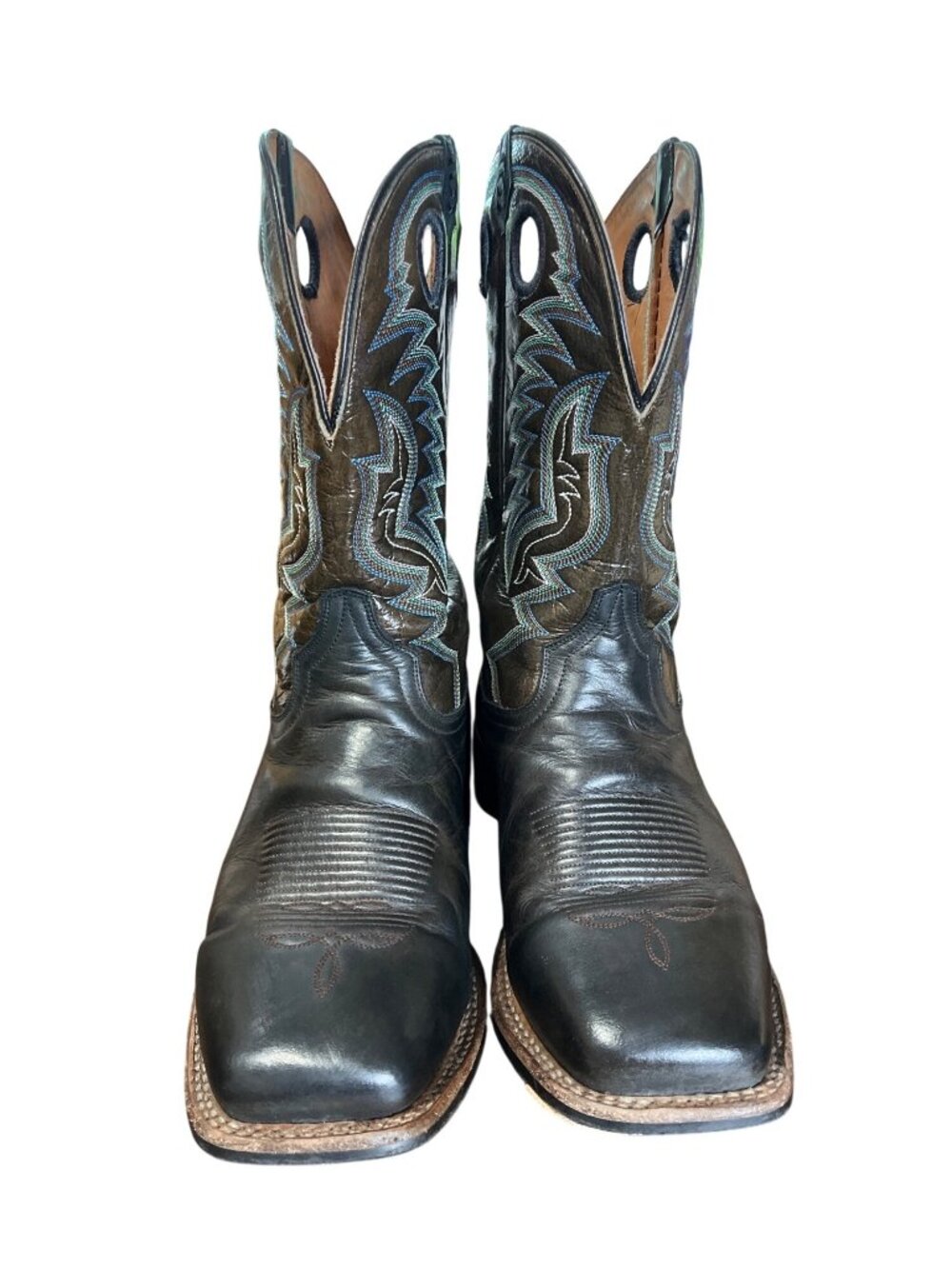 Dan Post Men Size 11EW Duece Cowboy Boots Brown Black Square Toe Western DP4558 - Picture 6 of 10